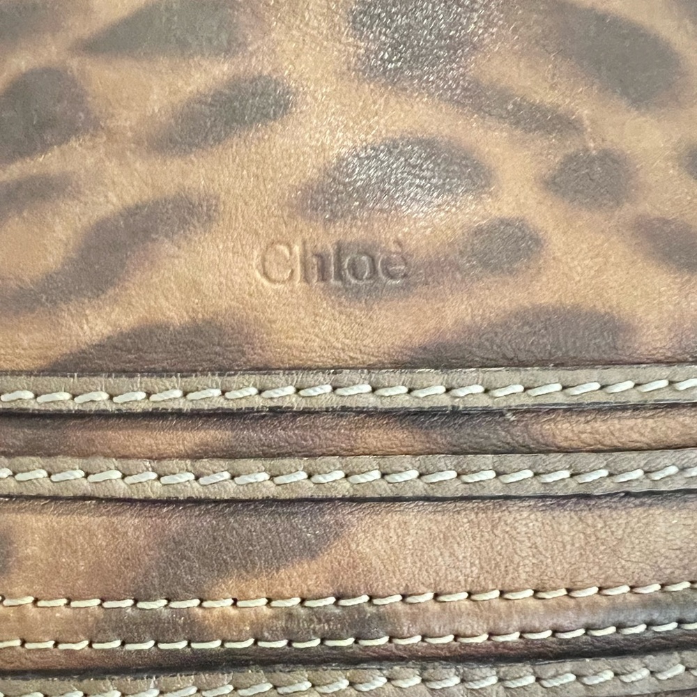CHLOE Calfskin Leopard Print Medium Marcie Satchel Brown -Vintage -Authenticated - Picture 12 of 16